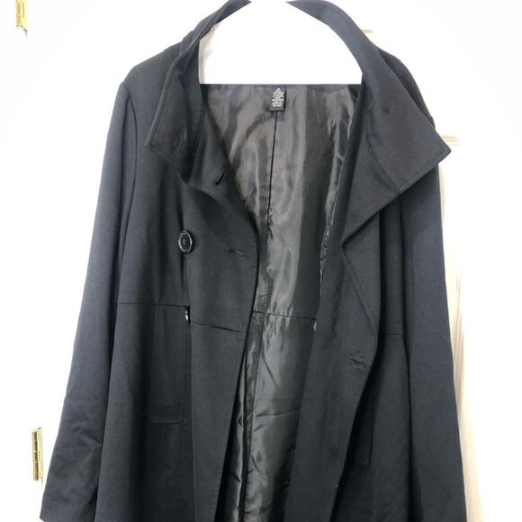 INC International Concepts black trench button front coat, size XL - Picture 12 of 16